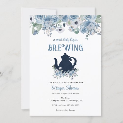 A Baby Boy is Brewing Tea Baby Shower Invitation