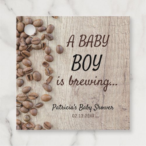A Baby Boy Is Brewing Wood  Coffee Baby Shower Favor Tags