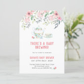 A baby brewing Invitation, high tea baby shower Invitation (Standing Front)