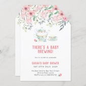 A baby brewing Invitation, high tea baby shower Invitation (Front/Back)