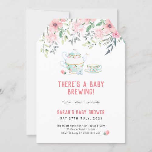 A baby brewing Invitation high tea baby shower Invitation