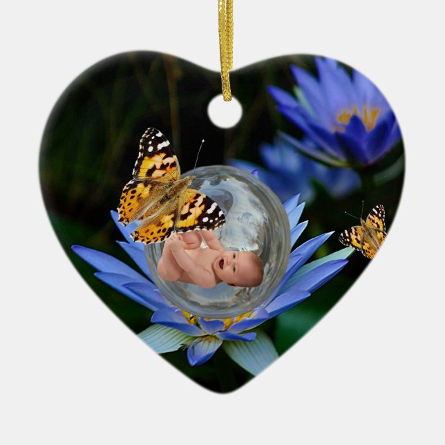 A baby bundle of joy christmas ceramic ornament (Front)