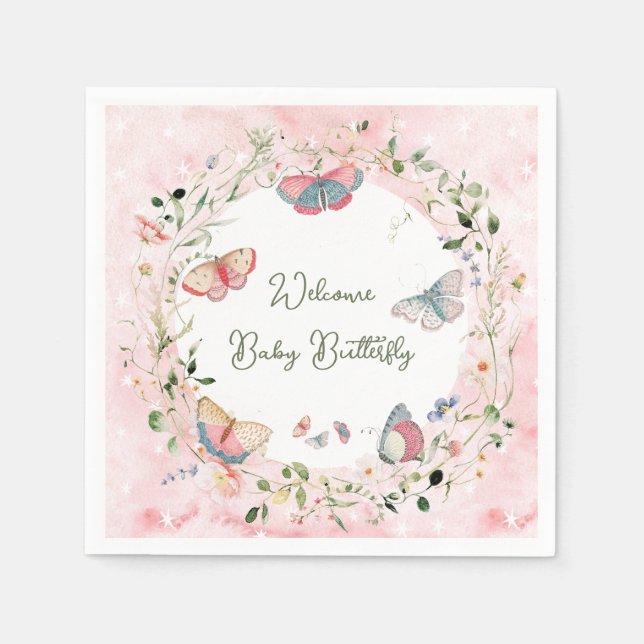 A Baby Butterfly Is On Her Way Baby Shower Napkins (Front)