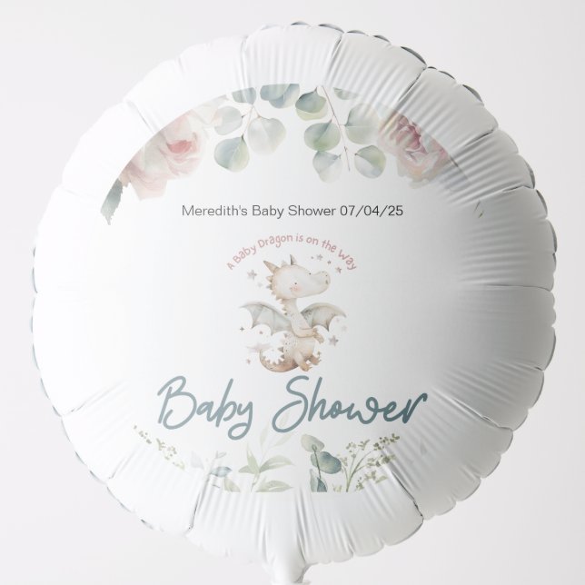 A Baby Dragon is on the Way Baby Shower Balloon (Front)