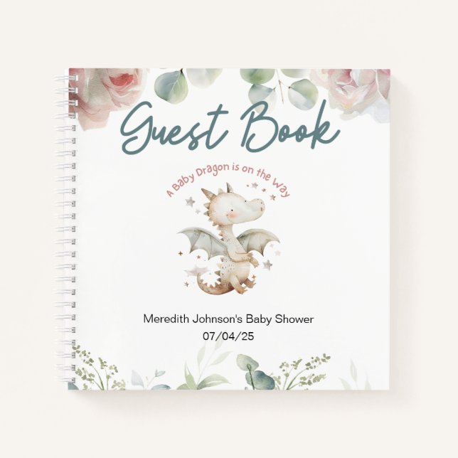 A Baby Dragon is on the Way Bay Shower Guest Book (Front)