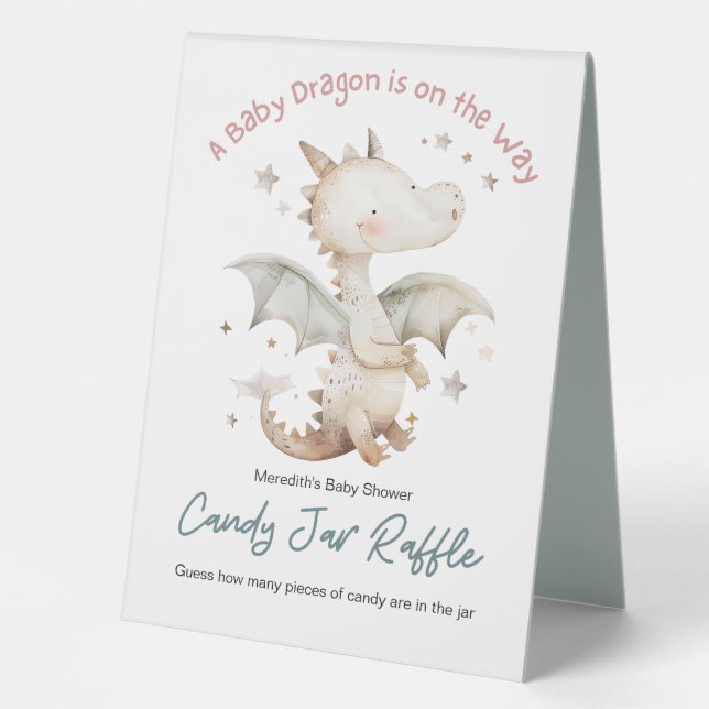 A Baby Dragon is on the Way Candy Raffle  Table Tent (Front)