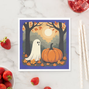 A Baby Ghost Forager And A Huge Pumpkin Cut-Out St Napkins