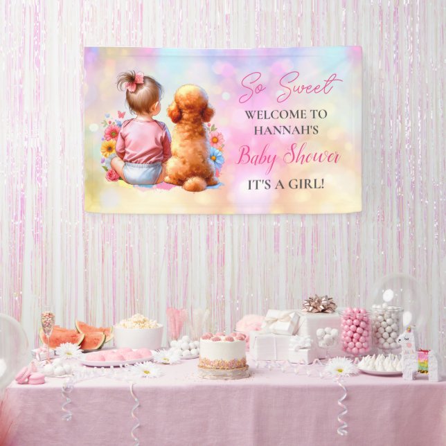 A Baby Girl and her Dog Baby Shower Personalized Banner (Party)