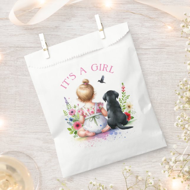 A Baby Girl and her Puppy | It's a Girl Favor Bag (Clipped)