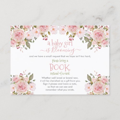 A Baby Girl Is Blooming I Shower Book Request  Enc Enclosure Card