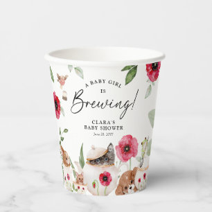 'A Baby Girl is Brewing' Afternoon Tea Baby Shower Paper Cups