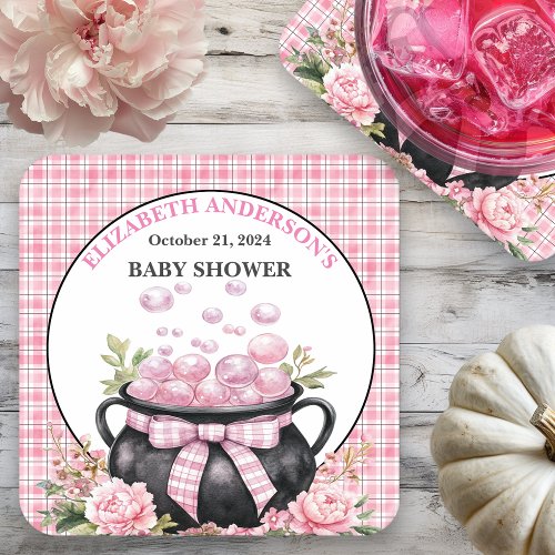 A Baby Girl Is Brewing Baby Shower Square Paper Coaster