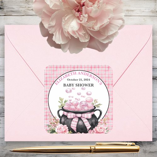 A Baby Girl Is Brewing Baby Shower Square Sticker