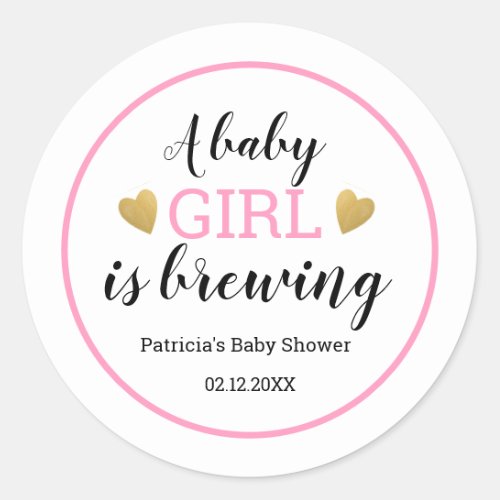 A Baby Girl Is Brewing Baby Shower  Thank You Classic Round Sticker