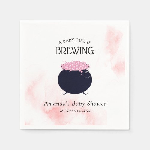 A Baby Girl is Brewing Halloween Baby Shower Napkins