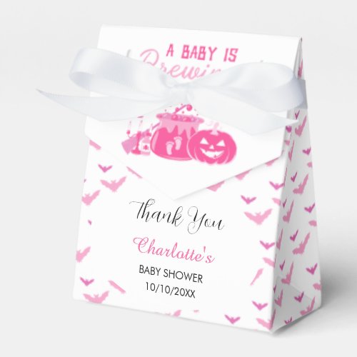 A Baby Girl Is Brewing Pink Halloween Baby Shower  Favor Boxes