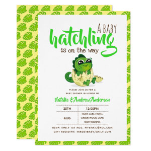 A Baby Hatchling Is On The Way Dinosaur Cute Green Invitation