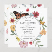 A Baby in Bloom Butterfly Wildflower Baby Shower Invitation (Front/Back)