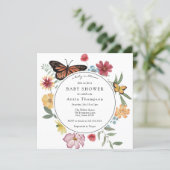 A Baby in Bloom Butterfly Wildflower Baby Shower Invitation (Standing Front)
