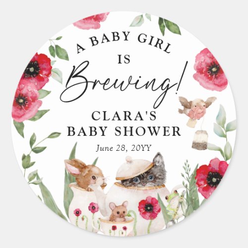 A Baby is Brewing Afternoon Tea Baby Shower Classic Round Sticker