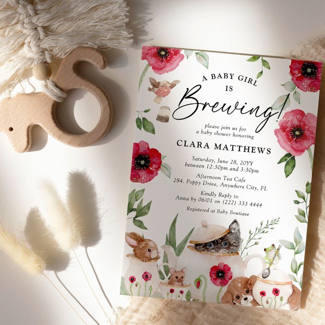 'A Baby is Brewing' Afternoon Tea Baby Shower Invitation (Creator Uploaded)