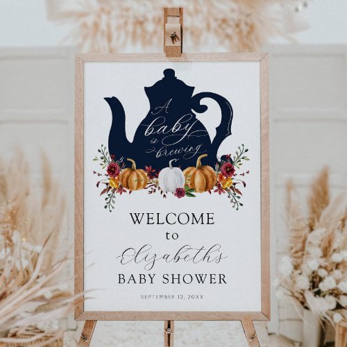 A Baby is Brewing Autumn Pumpkin Baby Shower Poster
