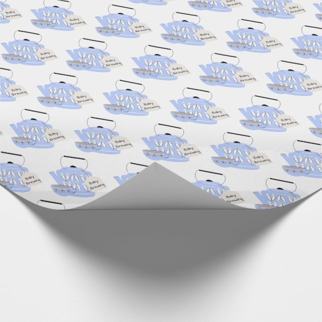 A Baby Is Brewing Baby Boy Shower Diaper Raffle Wrapping Paper (Corner)