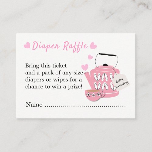 A Baby Is Brewing Baby Girl Shower Diaper Raffle Enclosure Card