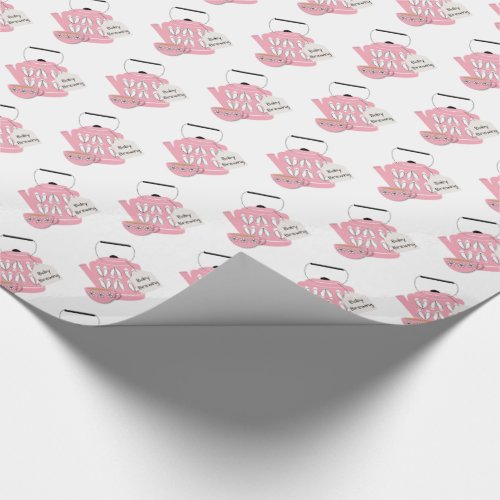 A Baby Is Brewing Baby Girl Shower Diaper Raffle Wrapping Paper