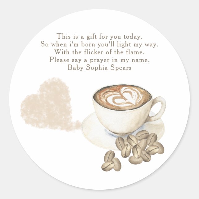 A baby is brewing baby - Prayer candle label (Front)