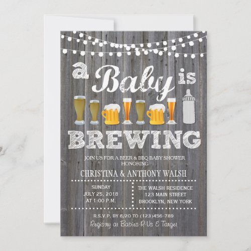 A Baby is Brewing Baby Shower BBQ Invitation