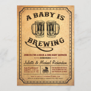"A Baby is Brewing" Baby Shower BBQ Invitations