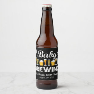 A Baby Is Brewing Baby Shower Beer Bottle Label - 