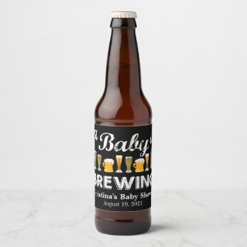 A Baby Is Brewing Baby Shower Beer Bottle Label by PurplePaperInvites at Zazzle