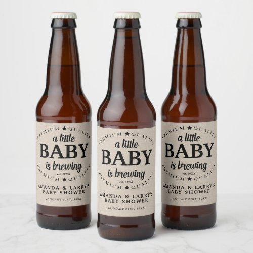 A Baby is Brewing Baby Shower Beer Bottle Label