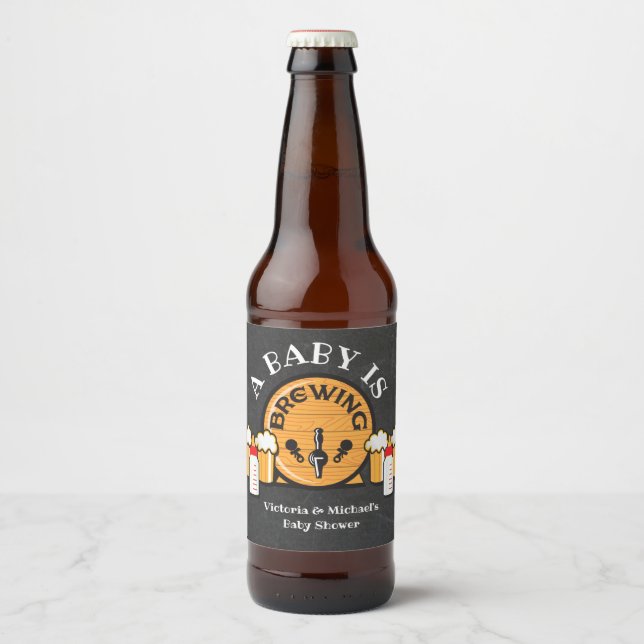 A baby is brewing Baby Shower beer labels (Front)