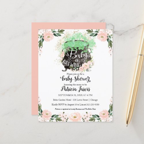 A Baby Is Brewing Baby Shower Budget Invitation