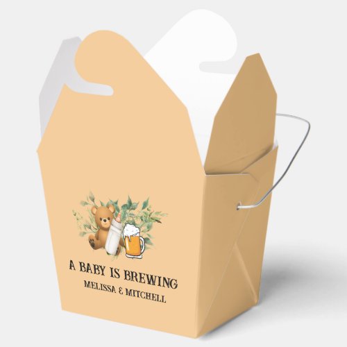 A baby is brewing baby shower chinese take out favor boxes
