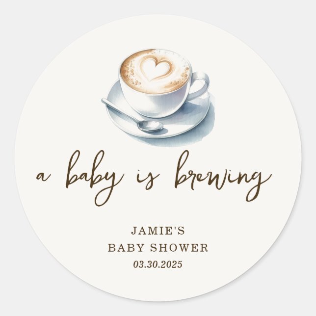 A Baby is Brewing Baby Shower  Classic Round Sticker (Front)