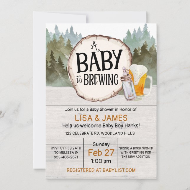 A Baby is Brewing Baby Shower,Co-Ed Baby Shower In Invitation (Front)