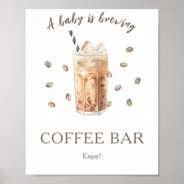 A baby is brewing baby shower Coffee bar Poster (Front)