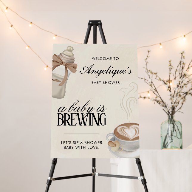 A Baby Is Brewing Baby Shower Coffee Welcome Sign (In Situ (Stand))