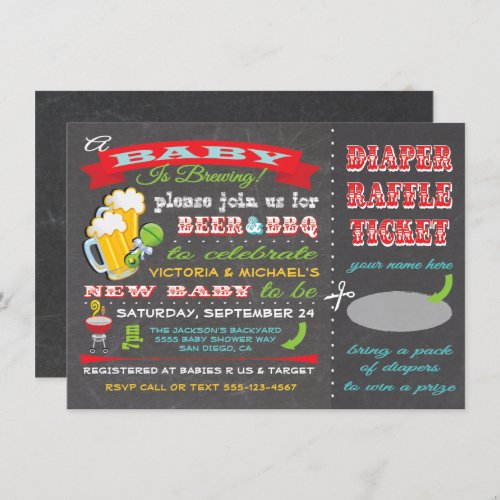 A Baby is Brewing Baby Shower Diaper Ticket Invitation