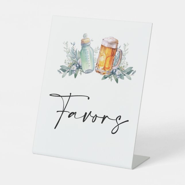 A Baby Is Brewing Baby Shower Favors Pedestal Sign (Front)