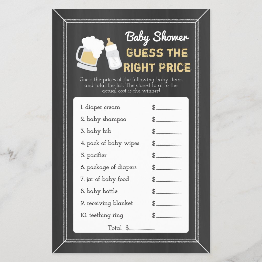 A Baby is Brewing Baby Shower Guess Right Price