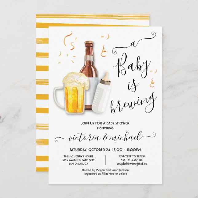 A Baby is Brewing Baby Shower Invitation (Front/Back)