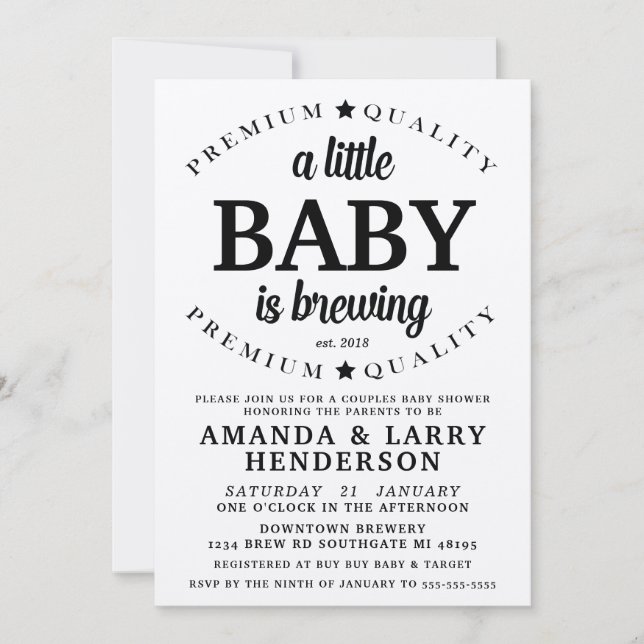 A Baby is Brewing Baby Shower Invitation (Front)