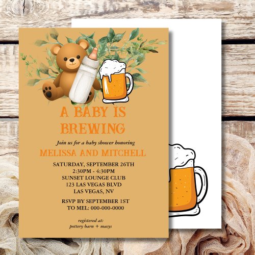 A baby is brewing baby shower invitation