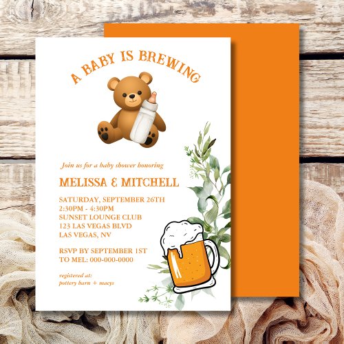 A baby is brewing baby shower invitation