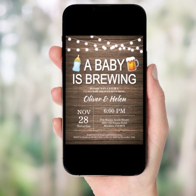 A baby is brewing Baby Shower Invitation (Front Digital)